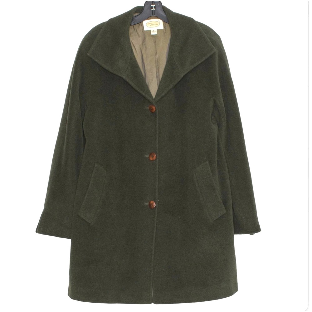 Talbots‎ Womens Forest Green Wool Angora Italian Fabric Car Coat Jacket Size 10